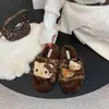 Lindas pantuflas de casa de dibujos animados, pantuflas de pelo de gato de suela gruesa para interior, pantuflas de algodón peludo de punta abierta para otoño e invierno