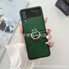 Capa de Celular Lisa Colorida Simples para Samsung zfilp4 Tela Dobrável zflip3 Anel Magnético para Dedo Carregamento Sem Fio Capa Protetora