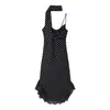 Vestido Za Aliexpress Moda Feminina 2025 Verão Novo Estilo Europeu e Americano Babados Alças Bolinhas Lenço Saia Longa