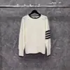 Suéter de Lã Grosso com Borda Branca de Inverno Tom's, Gola Redonda, para Homens e Mulheres, Casual, Moderno e Versátil, Corte Amplo