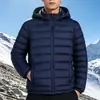 Chaqueta acolchada de algodón para hombre para otoño e invierno con capucha, cálida y casual, corte holgado, adecuada para usar al aire libre, a prueba de viento y diseñada para proteger contra el frío
