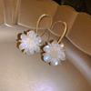 Ganchos de orelha de acrílico com flor de diamante estilo florestal, pequenos, frescos, design elegante, senso de design, brincos de nicho, brincos de alta qualidade
