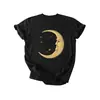 Amazon eBay sitio independiente moda personalizada versátil mujer cara nueva luna estrella manga corta camiseta capa base