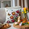 Nueva Funda de Almohada de Tulipán de Primavera de Amazon Decoración de Letras y Flores Funda de Almohada para Sofá Cojín para el Hogar