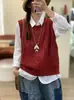 Otoño 2026 Nuevo Chaleco de Punto Calado de Hilo de Algodón Vintage de Cuello Redondo Versátil Holgado Casual para Mujer