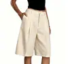 Roupas femininas transfronteiriças europeias e americanas, shorts de terno simples de cor sólida, moda de verão versátil elegante para o trabalho casual, shorts soltos de comprimento até o joelho