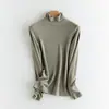 Suéter térmico de lana de cuello alto, top de punto liso de manga larga simple, nuevo top ajustado para otoño e invierno