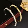 Pulsera Italiana Hecha a Mano con Artesanía de Trefilado, Joyería de Estilo Palacio Vintage, Moda Elegante, Electrochapada Bicolor, con Diamantes de Alto Carbono para Mujer
