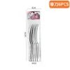 Conjunto de Talheres de Aço Inoxidável Amazon 6 Peças Bolsa de PVC Faca e Garfo Colher Transfronteiriços Faca e Garfo Colher para Bife Ocidentais Conjunto de Supermercado