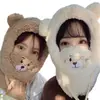 Gorro de punto con temática de oso para mujer, bufanda cálida, mascarilla, calentador de cuello todo en uno, gorro, protector de cuello tipo cúpula deportiva para mujer, estilo versátil