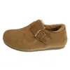 Zapatos de Algodón Cálidos Planos con Suela Gruesa tipo Retro y Forro de Felpa para Mujer, Nuevos Zapatos Birkenstock de Invierno 2026, sin Cordones, Suela Suave