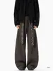 Cinturón de Cuadros Estilo Old Money, Pantalones de Dobladillo Curvo, Chaleco de Plumas de Moda para Hombre de Primavera y Otoño, Pantalones Largos Retro Sueltos de Pierna Ancha