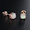 Comercio electrónico transfronterizo superventas pendientes de botón con hilo de ópalo rosa redondo de 6 mm para mujer simples versátiles temperamento directo populares