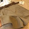 [Con cinturón] Pantalones anchos de pierna para mujer, pantalones finos de cinco puntos, pantalones casuales holgados de cintura alta que combinan con todo, de verano.