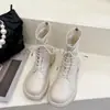 Botas de Moda para Mujer 2026 Otoño/Invierno Estilo Nuevo Estilo Británico Versátiles con Cordones Botines Suela Gruesa Botas Individuales de Motocicleta Punta Redonda Botas de Cuero para Mujer