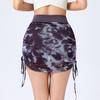 Malha Tie-Dye Saia Esportiva Verão Feminino Cintura Alta Cordão Saia Hip Sexy Hot Girl Yoga Fitness Saia