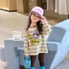 Ropa para niñas: camiseta de manga larga, top casual de otoño con rayas de dibujos animados, ropa de bebé Clase A