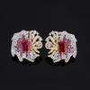 Outono e inverno novo terno de joias luxo high-end all-match vermelho zircão colar brincos anel diamante completo elegante feminino lote