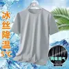 Venta directa de fábrica: Camiseta de manga corta transpirable de secado rápido de malla de seda de hielo, camiseta casual fina y duradera de manga corta para hombre de verano