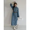Vestido Saia Jeans Novo Outono 2026 Transfronteiriço com Fenda nas Costas, Saia Reta Feminina, Vestido Longo Elegante Afinando a Cintura
