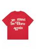 Camiseta de Manga Corta con Estampado de Letras Kanye Rebirth de Marca Nueva, Estilo Americano High Street, Holgada, para Pareja, Algodón Puro, Cuello Redondo