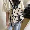 Mochila de Lona com Bolinhas Estilo Coreano para Mulheres 2026 Nova Moda para o Dia a Dia com Cordão e Múltiplos Bolsos Mochila Escolar para Estudantes
