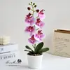 Flores Artificiales con 6 Flores y 3 Frutas, Bonsái de Orquídea Phalaenopsis de Tacto Real, Decoración de Flor Falsa Creativa de Moda, Venta al por Mayor de Plantas Verdes Artificiales