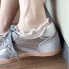 Calcetines Finos de Encaje para Mujer, Calcetines de Algodón de Verano, Antideslizantes, Invisibles (No Show), Borde Floral, Estilo Japonés, Calcetines Cortos Invisibles Versátiles