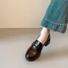 Versión de Piel de Vaca~Mocasines de Suela Gruesa para Mujer, Estilo Británico, Nuevos Zapatos Slip-On para Primavera y Otoño con Tacones Gruesos, Zapatos Pequeños de Cuero Genuino para Mujer