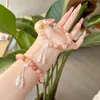 Estética de Diseño de Nicho, Pulsera de Cristal Flor de Cerezo de Lujo Ligero Estilo Bosque, Cristal en Polvo de Piedra Natural, Pulsera de Cristal de Ágata Fuente de Sal