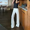 Antirrugas, Fluido, Elasticidade em Quatro Direções, Caimento Solto, Não Apertado nas Pernas, Perna Larga, Levemente Flare, Botão Duplo Ykk, Branco Puro, Ajuste na Cintura, Emagrecimento, Jeans Fresco