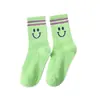Corea del Sur Dongdaemun Mismo Estilo Color Cintura Elástica Smiley Calcetines Medios Letra Deportivos Transpirables Estilo Universitario Calcetines para Mujer