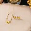 Collar aretes traje de joyería al por mayor transfronterizo 2023 nuevos aretes de acero de alto titanio traje de joyería para mujer al por mayor