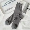Meias Femininas para Primavera e Verão, Meias Finas e Respiráveis de Malha na Altura da Panturrilha, Meias de Verão Vazadas Estilo Coreano Folgadas com Bordas Franzidas, Meias de Algodão