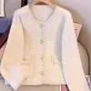 Cárdigan de Punto Estilo Chanel con Lana de Imitación de Visón para Mujer, Otoño/Invierno 2026 Nuevo Coreano Moda Francesa Suéter Abrigo de Cuello Redondo