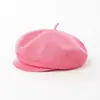 Primavera y verano nuevo boina de punto de poliéster ligera y transpirable para mujer color liso sombrero de pintor simple vintage japonés calabaza