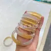 Pulsera de ágata de una sola pieza en colores de caramelo, pulsera de calcedonia translúcida y delicada color amarillo hielo, pulsera de jade de ágata natural, accesorio de regalo para mujer