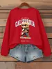 Sudadera con Estampado de Letras de Oso Guitarra Ídolo de Cuervo para Mujer, Jersey Holgado, Ropa Casual de Otoño, Cuello Redondo