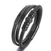 Pulsera tejida de cuero vintage de acero inoxidable transfronterizo para hombre, pulsera tejida multicapa con hebilla magnética de acero de titanio, joyería al por mayor