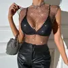 AYJ Amazon INS Europeo y Americano Transfronterizo AliExpress Top de Malla con Lentejuelas Cuello Redondo Manga Corta para Mujer Y2107