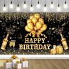 Suministro Exclusivo Transfronterizo de Tela para Fondo de Cumpleaños Poliéster 100D Tela Colgante de Cumpleaños Comercio Exterior de Amazon Feliz Cumpleaños