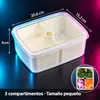 Contenedores de almacenamiento de alimentos de cuatro compartimentos personalizados por el fabricante con drenaje, disponibles en múltiples tamaños para uso en la cocina, ideales para separar y conservar frutas, verduras y carnes