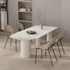 Mesa de Comedor Mg2802 Mesa Isla Pizarra Brillante Lujo Ligero Moderna Ovalada Simple Mesa y Sillas de Comedor de una Pieza para Uso en el Hogar