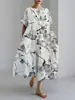 Amazon Transfronterizo 2026 Verano Nuevo Talla Europea Mujer Holgado Cuello Redondo Moderno Gama Alta Manga Corta Vestido Estampado