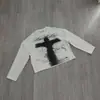Camiseta Informal Trendy de Moda Callejera Retro Americana Y2K, Estampado Gótico Punk, Holgada, Versátil, Cuello Redondo, Personalizada
