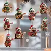 9 Peças Fantasia de Preguiça de Natal Tocando Guitarra Decoração de Madeira para Casa de Férias Porta e Janela Enfeites Penduráveis