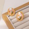 Pendientes Estilo Vintage Lavanda Jardín de Monet Perno de Perla Pintura al Óleo Retro para Mujer 2026 Nuevos Pendientes Exquisitos