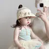Sombrero de bebé estilo primavera y verano, sombrero de copa abierta, sombrero de sol de ala ancha para niños, delgado, secado rápido, transpirable, protección solar, estilo coreano