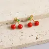 Aço Inoxidável 304 Pingente de Cereja Vermelha Acessórios de Gotejamento de Óleo Acessórios para Colar Pulseira DIY Feitos à Mão Joias Transfronteiriças Atacado