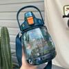Botella de Agua de Gran Capacidad con Alto Atractivo Estético, Adecuada para Mujeres, Hecha de Plástico Duradero, Resistente a Altas Temperaturas y Golpes, Botella de Agua Deportiva Portátil para Estudiantes